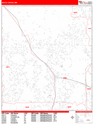 Maple Grove Wall Map Zip Code Red Line Style 2024